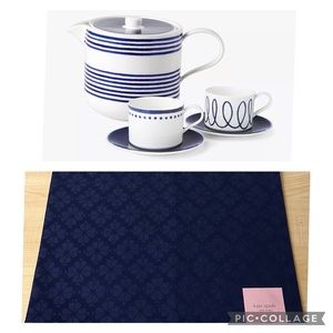 Kate Spade Charlotte Street 6-piece Tea Set & Navy Spade Flower Placemat